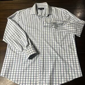 Mizzen + Main Leeward Shirt Men XL Blue Gingham Button Up Large Trim Fit Stretch
